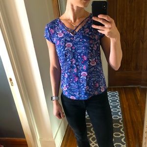 Pink rose paisley top size s